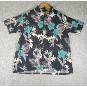 Island Republic SILK Hawaiian Shirt Men's Sz Medium Tropical Short Sleeves